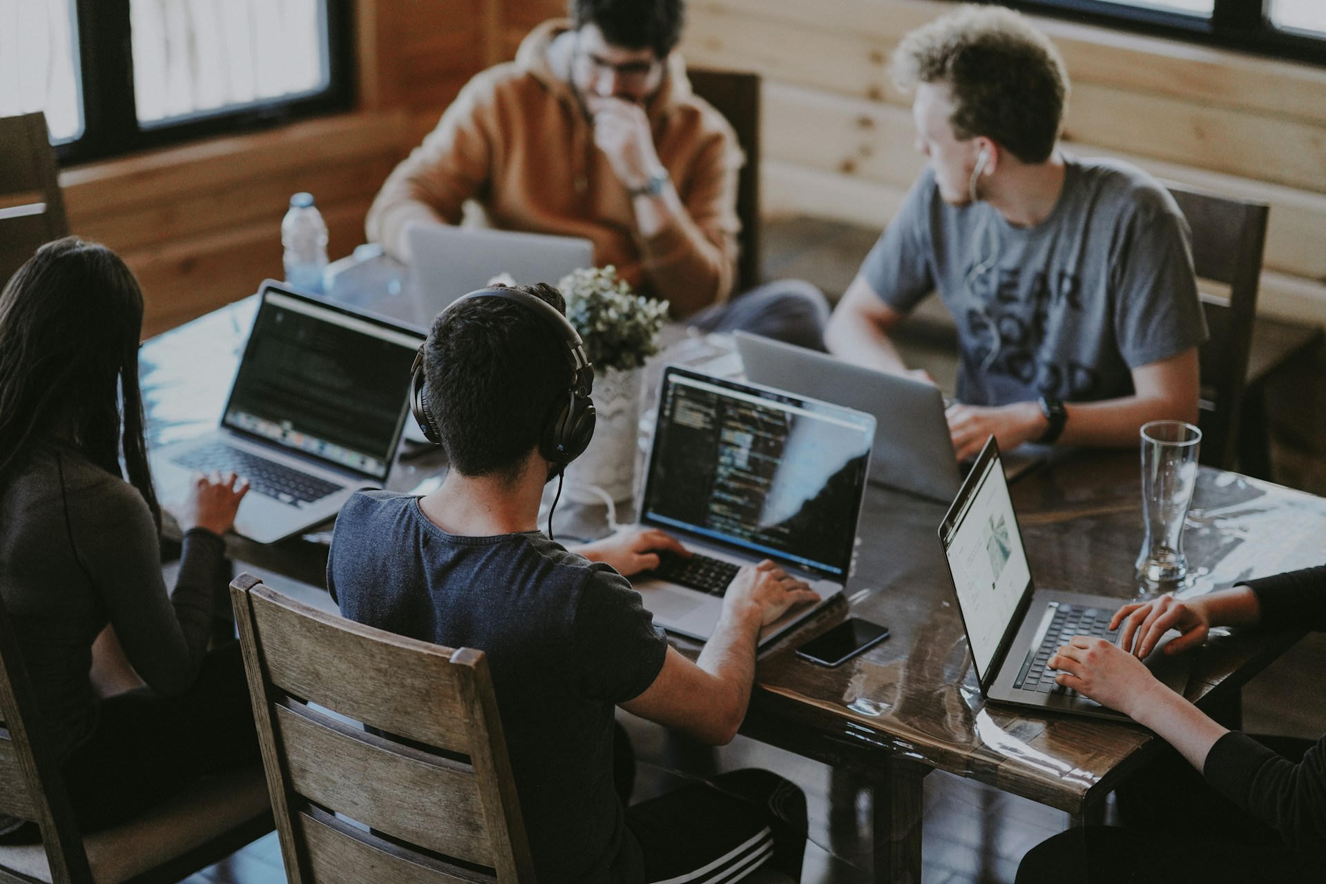People working together around a shared table